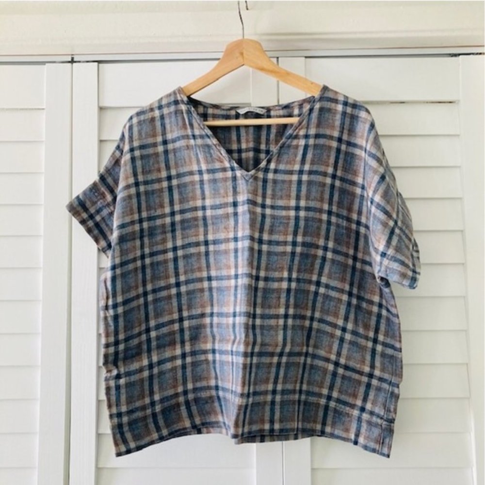 Linenfox Plaid Mona Top RARE S/M